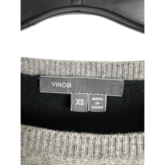 Vince Cashmere Sweater Xs Black Gray Soft Comfy Cozy Twee Casual - Picture 3 of 7